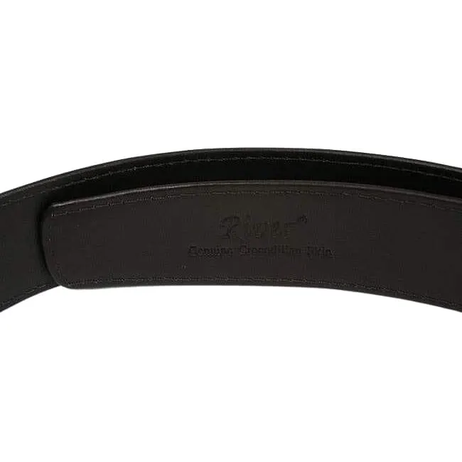 Shiny Dark Brown Belly Crocodile Belt