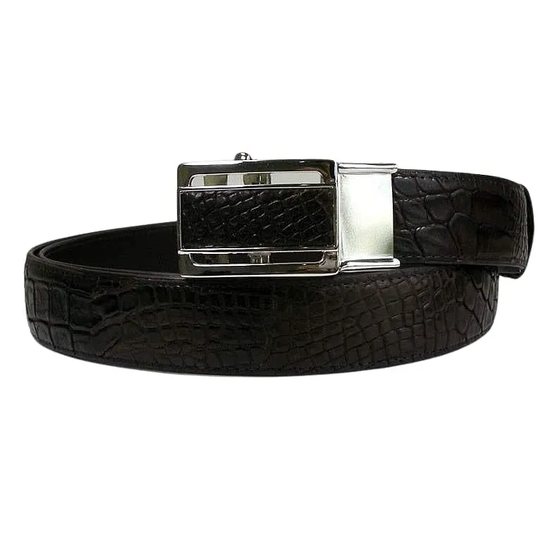 Shiny Dark Brown Belly Crocodile Belt