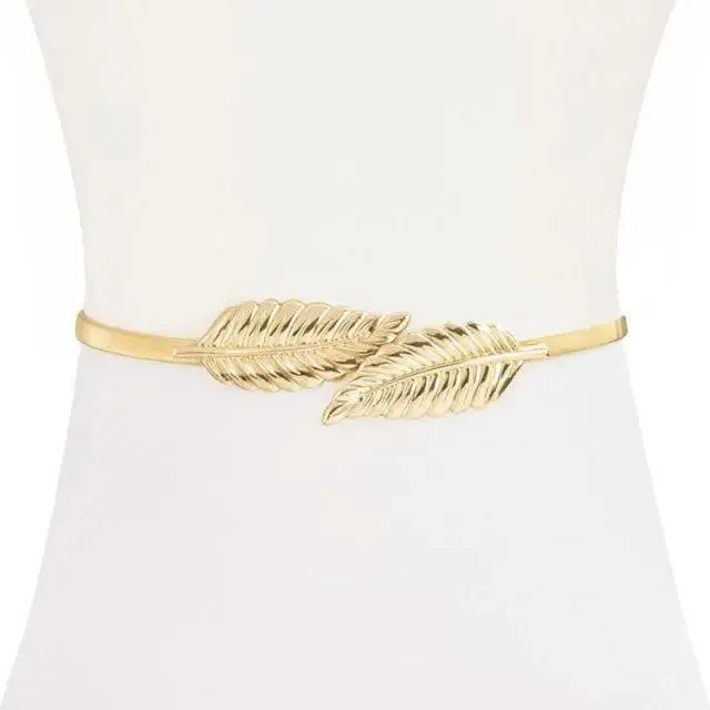 Shiny Women Metal Belt Luxurious Gold Dress Chain Belts Elegant Polished Adjustable Metal Mirror Waist Belt