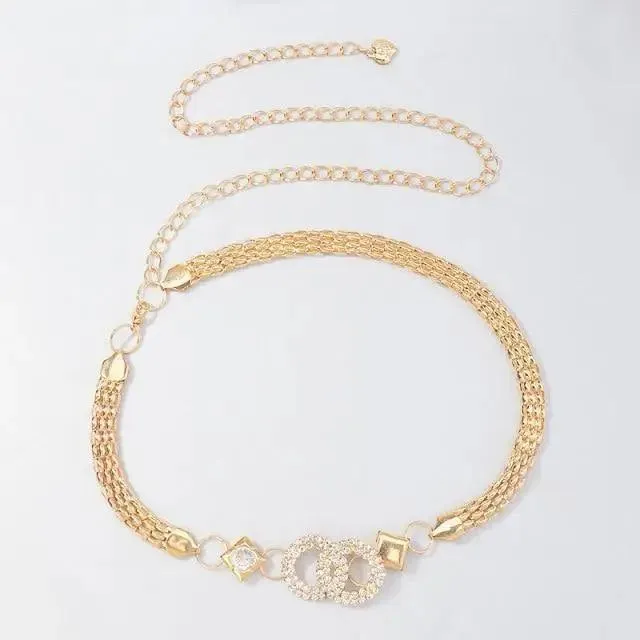Shiny Women Metal Belt Luxurious Gold Dress Chain Belts Elegant Polished Adjustable Metal Mirror Waist Belt