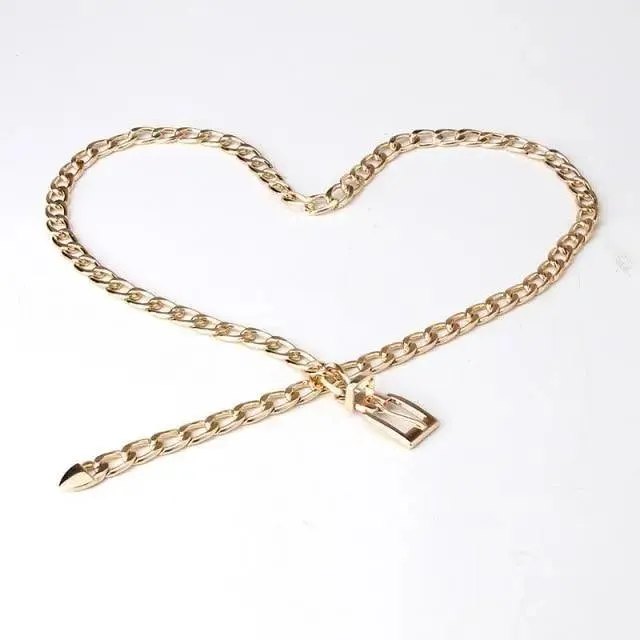 Shiny Women Metal Belt Luxurious Gold Dress Chain Belts Elegant Polished Adjustable Metal Mirror Waist Belt