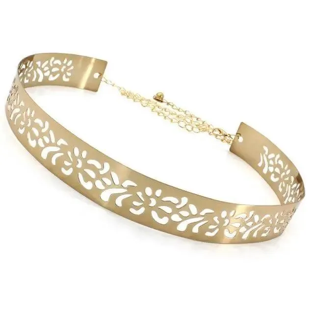 Shiny Women Metal Belt Luxurious Gold Dress Chain Belts Elegant Polished Adjustable Metal Mirror Waist Belt