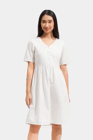 Shirred Fit and Flare Dress