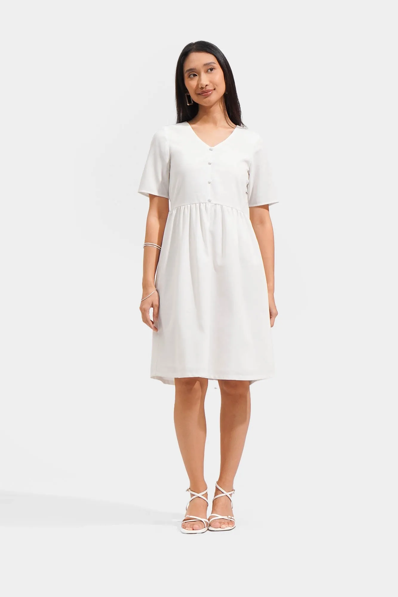 Shirred Fit and Flare Dress