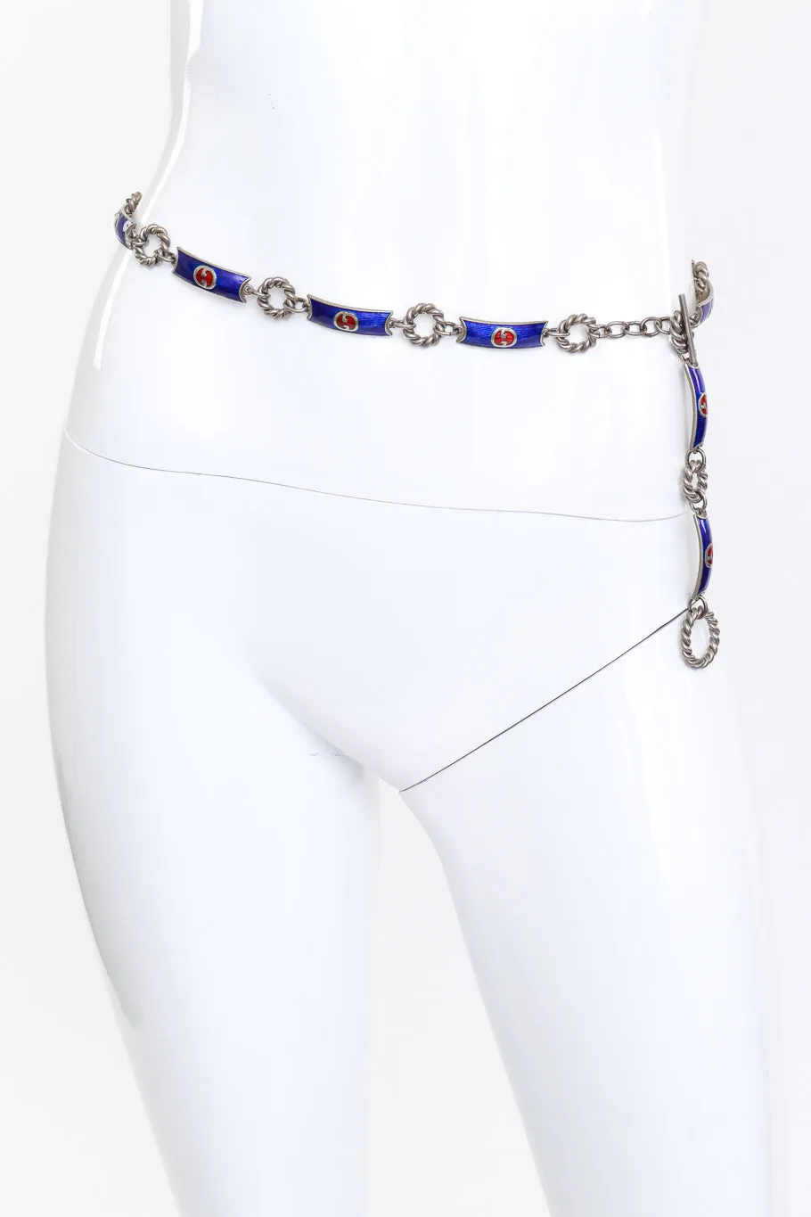 Silver Enamel GG Logo Belt
