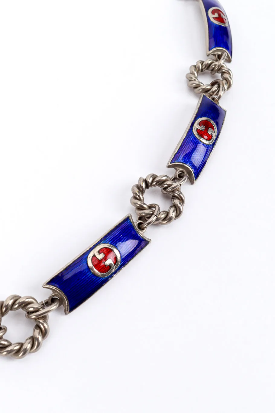 Silver Enamel GG Logo Belt