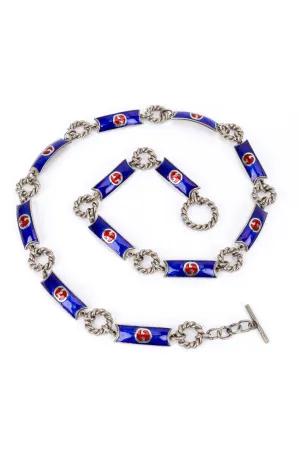 Silver Enamel GG Logo Belt
