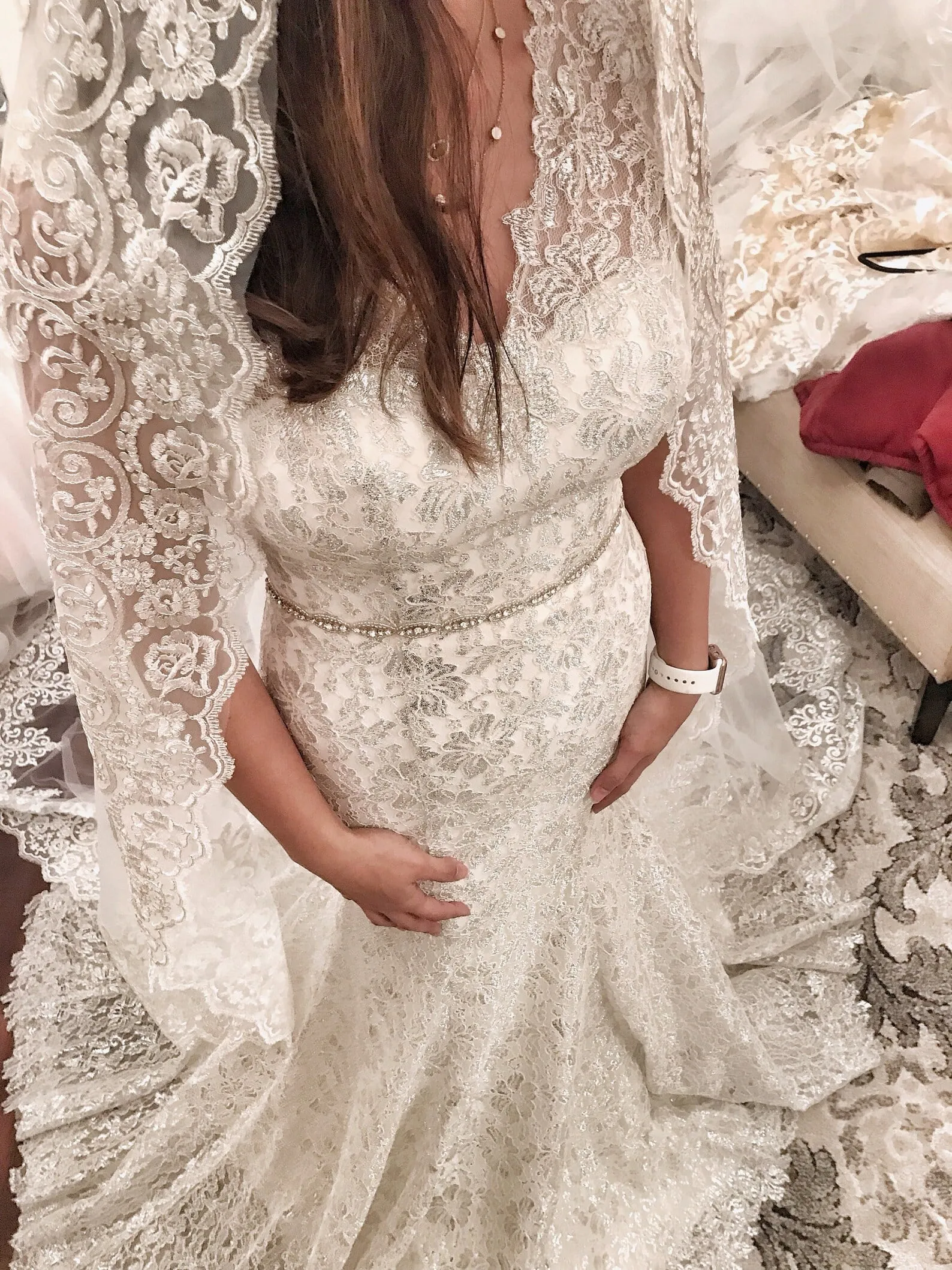 Silver Lace Fit & Flare Wedding Dress Selene