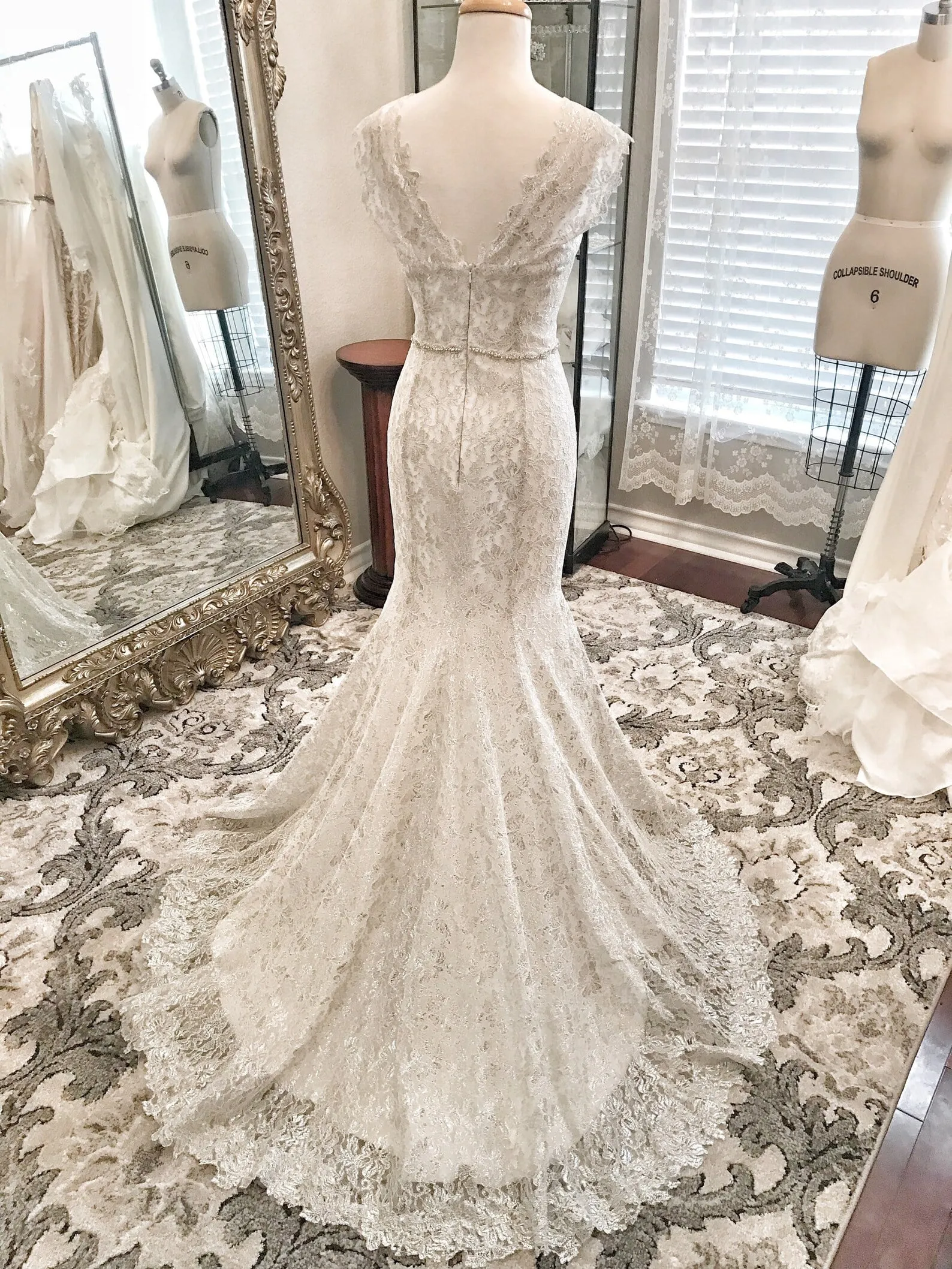 Silver Lace Fit & Flare Wedding Dress Selene
