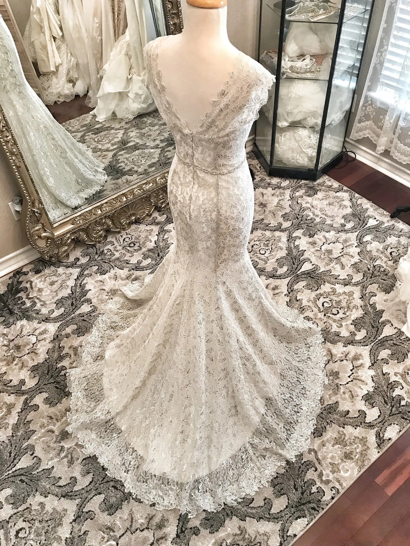 Silver Lace Fit & Flare Wedding Dress Selene