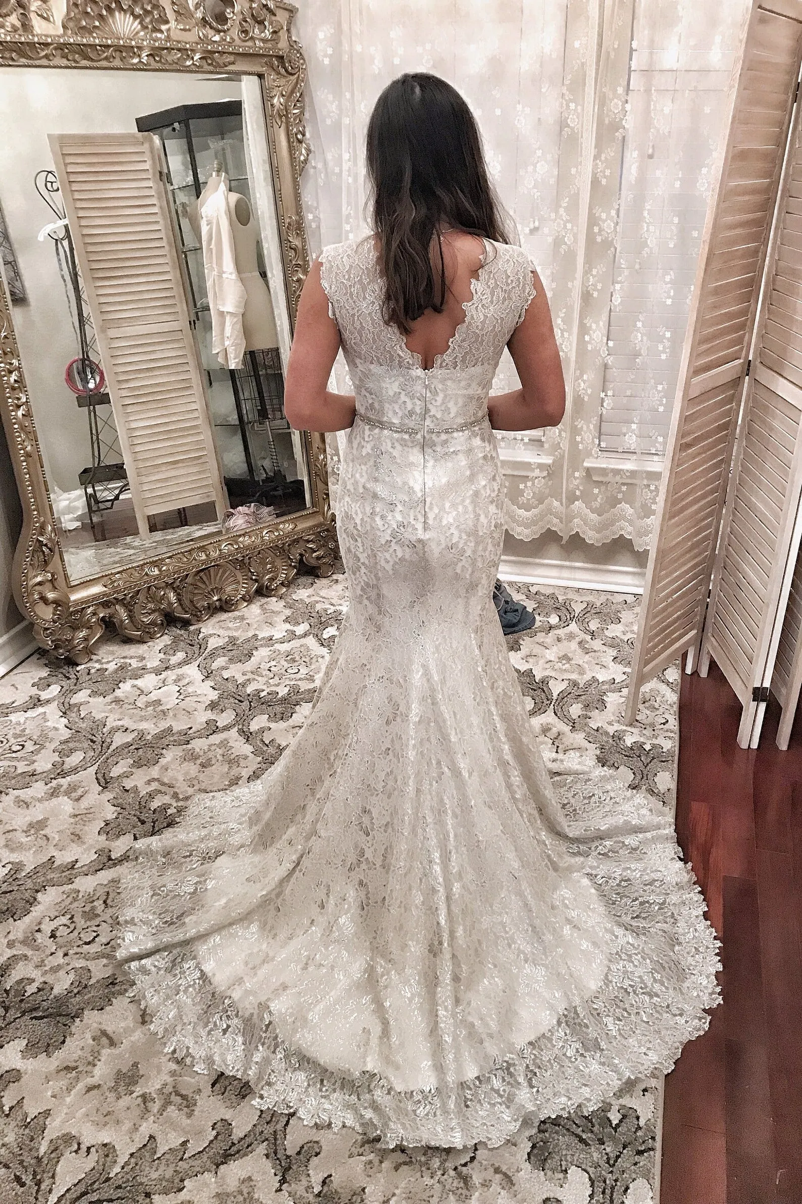 Silver Lace Fit & Flare Wedding Dress Selene