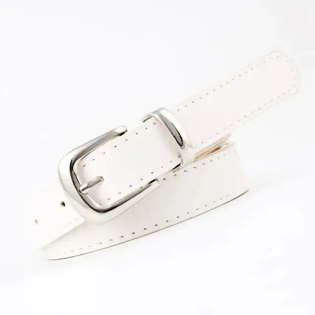 Simple Double Round Buckle PU Leather Waist Strap Vintage Design Double O-Ring Buckle  Women Leather Belt For Jeans And Dresses