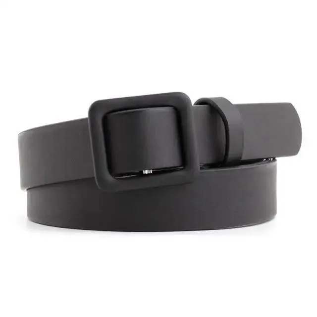 Simple Double Round Buckle PU Leather Waist Strap Vintage Design Double O-Ring Buckle  Women Leather Belt For Jeans And Dresses