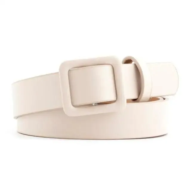 Simple Double Round Buckle PU Leather Waist Strap Vintage Design Double O-Ring Buckle  Women Leather Belt For Jeans And Dresses