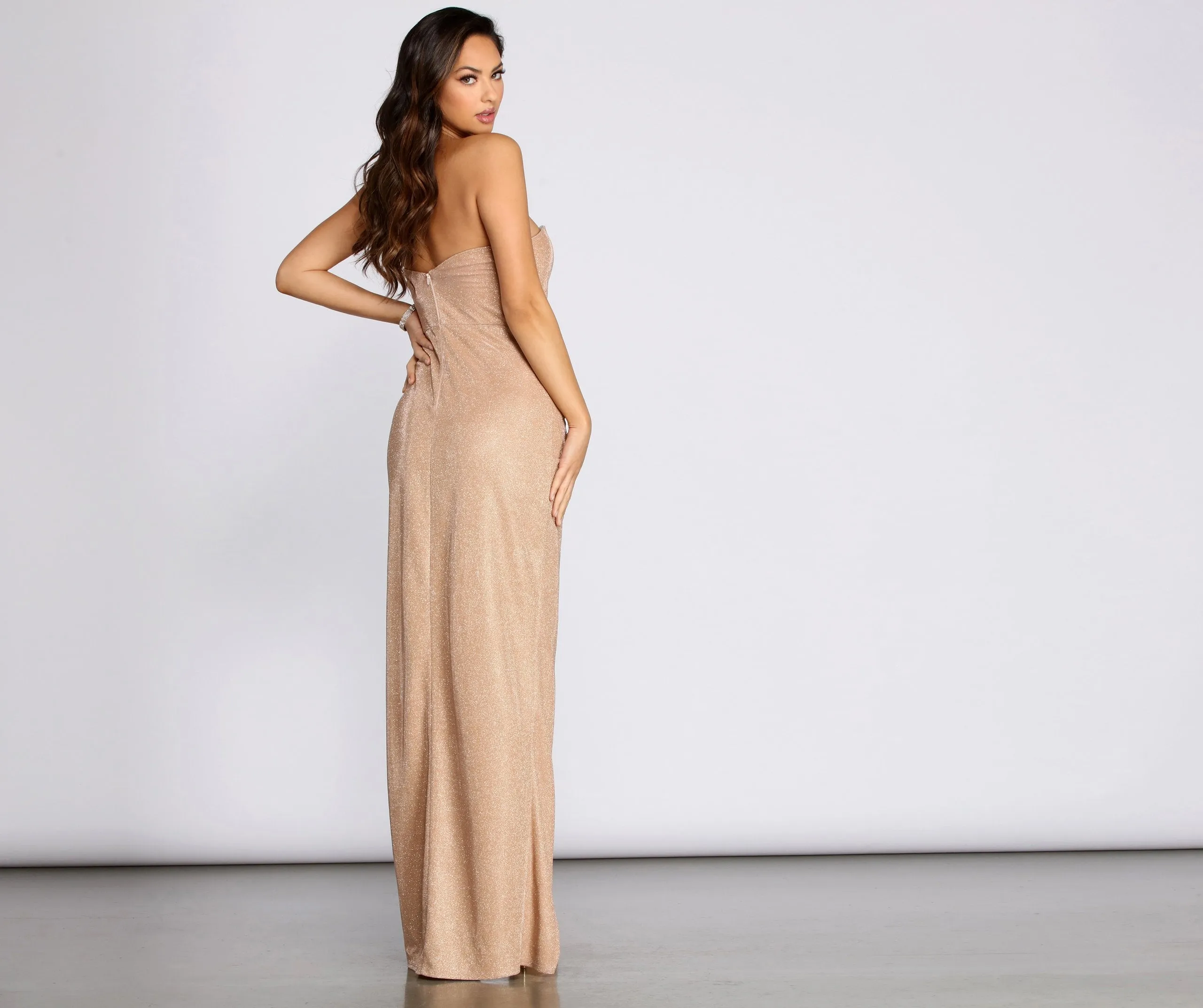 Skylar Glitter Stylish Shine Ruched Dress