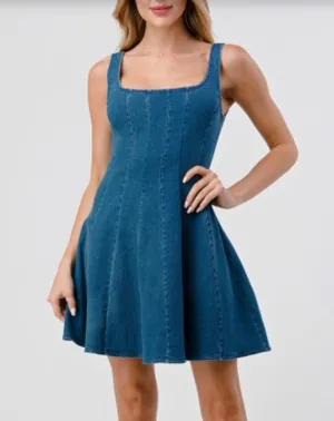 Sleeveless Flare Denim Dress