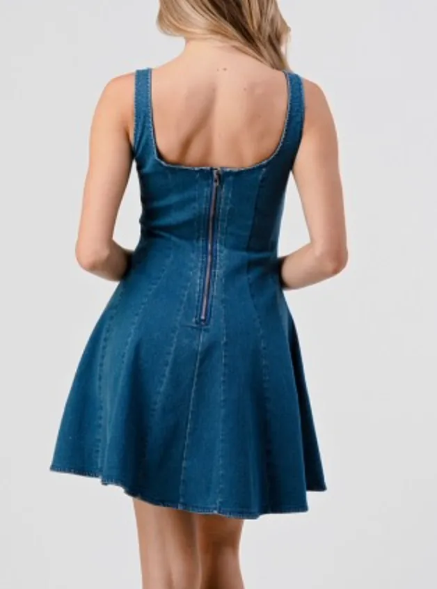 Sleeveless Flare Denim Dress