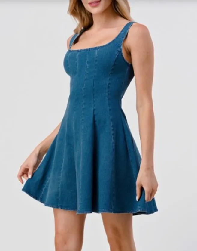 Sleeveless Flare Denim Dress