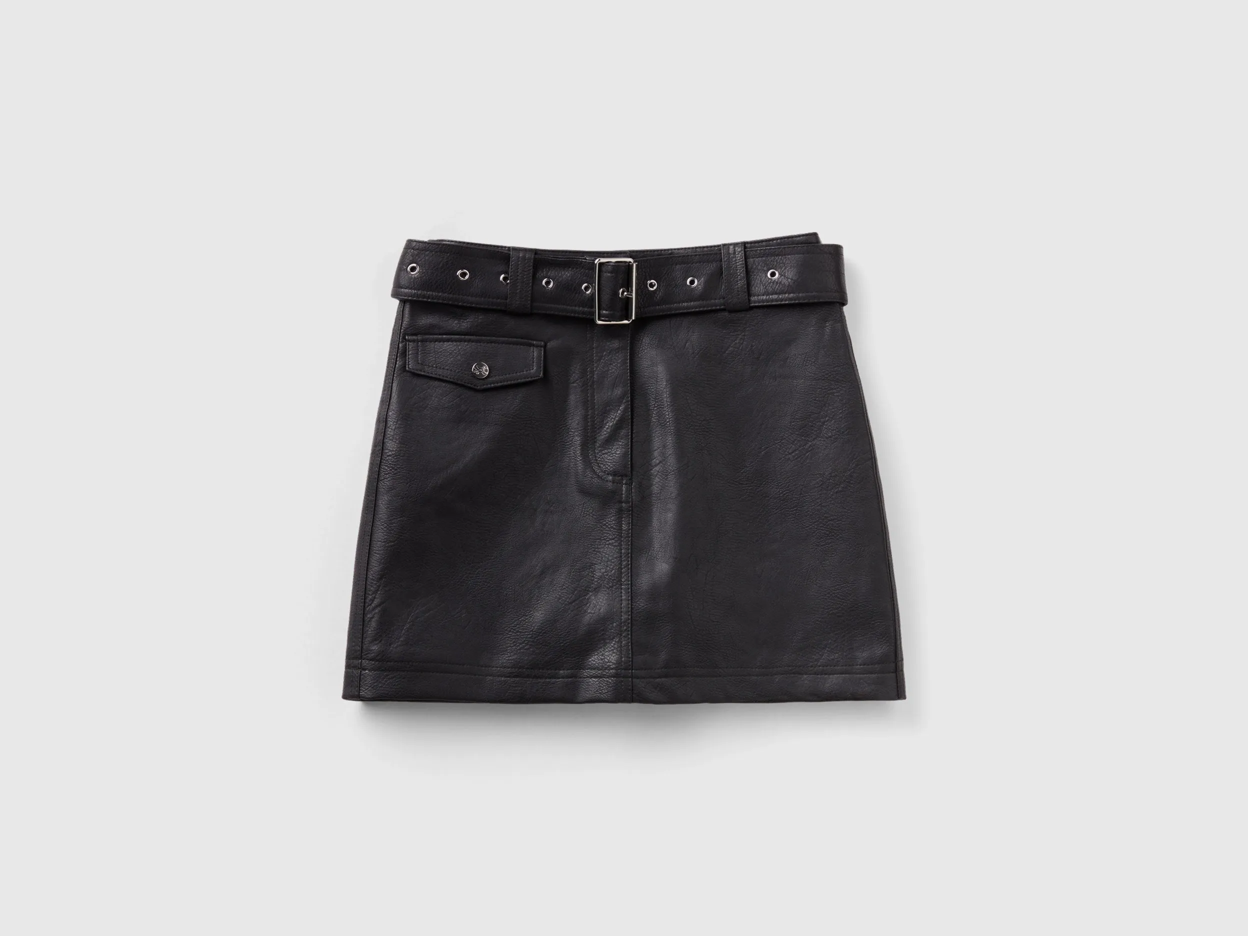 Solid Belted Mini Skirt