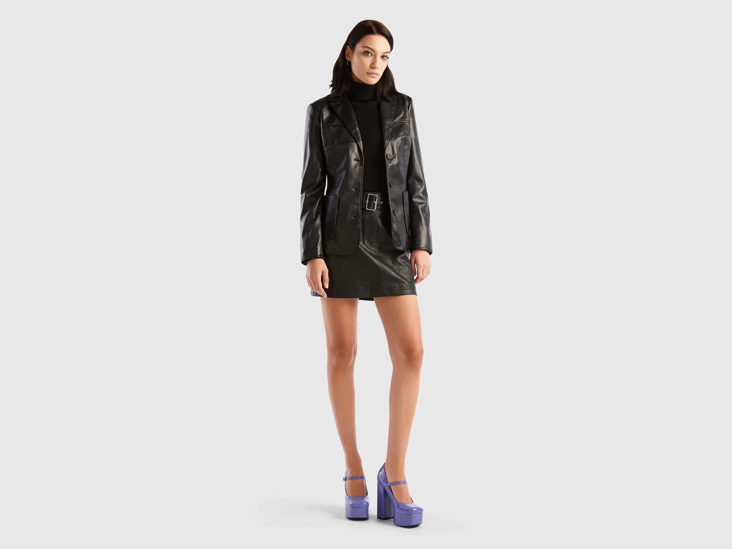 Solid Belted Mini Skirt