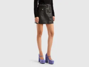 Solid Belted Mini Skirt