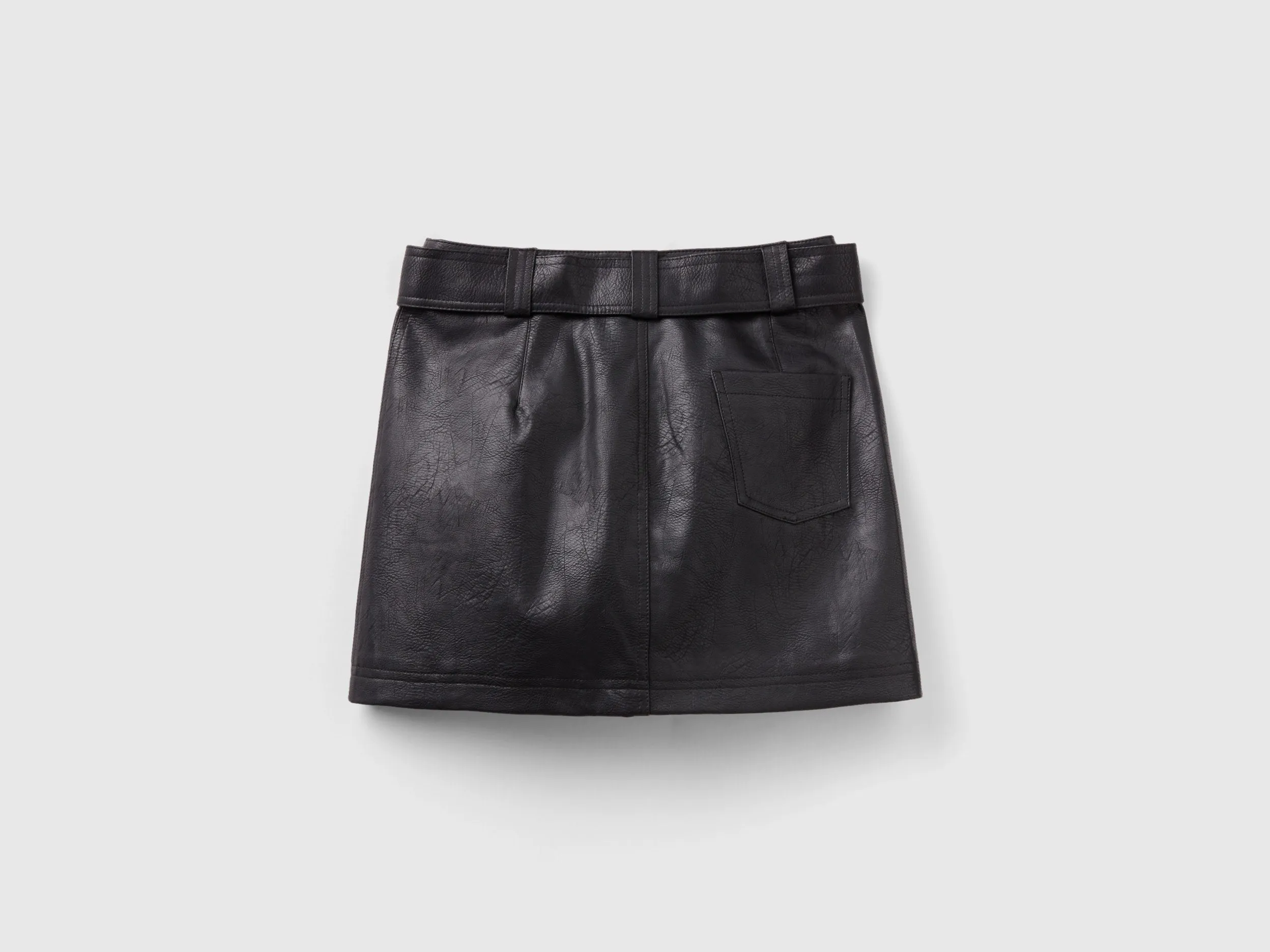 Solid Belted Mini Skirt