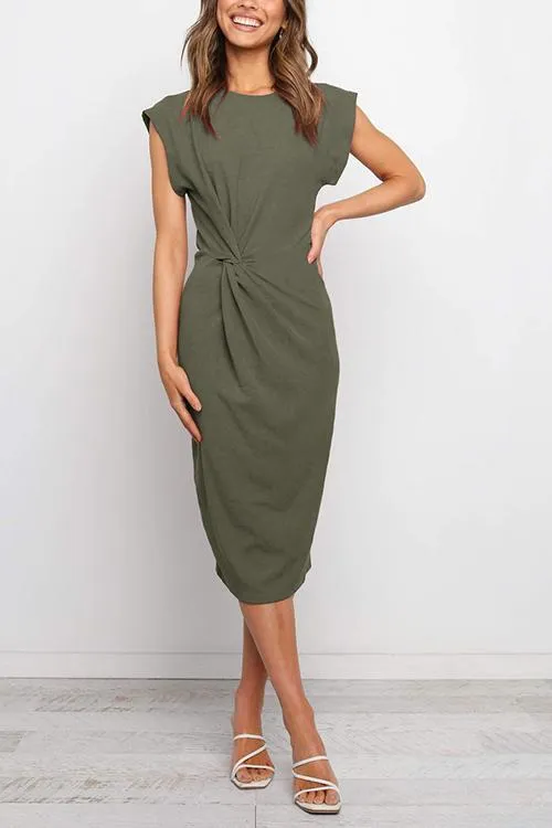 Solid Twist Sleeveless Dress