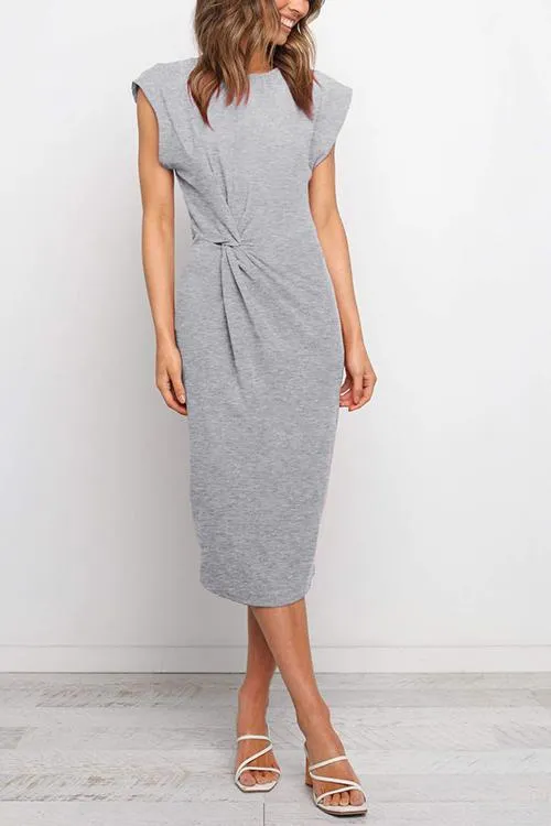 Solid Twist Sleeveless Dress