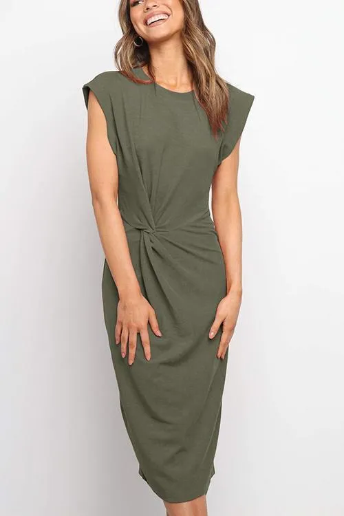 Solid Twist Sleeveless Dress