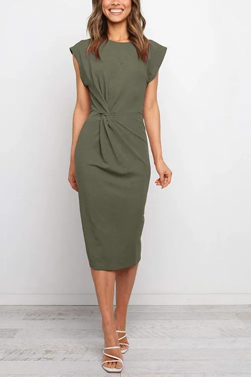 Solid Twist Sleeveless Dress