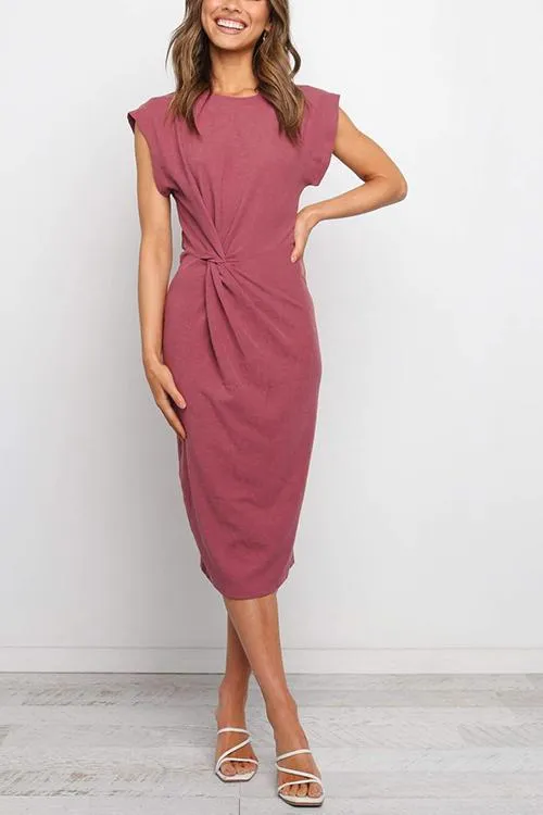 Solid Twist Sleeveless Dress