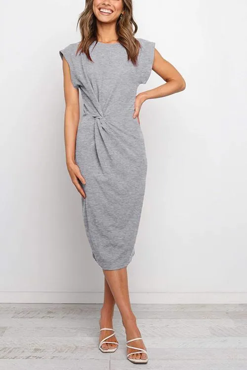 Solid Twist Sleeveless Dress
