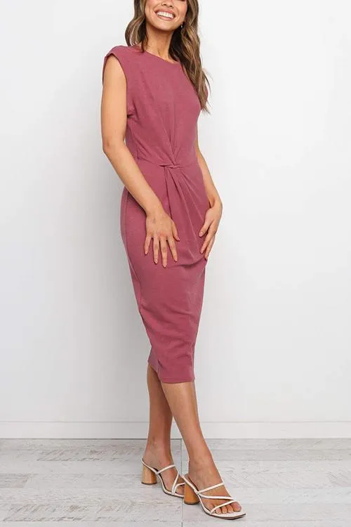 Solid Twist Sleeveless Dress