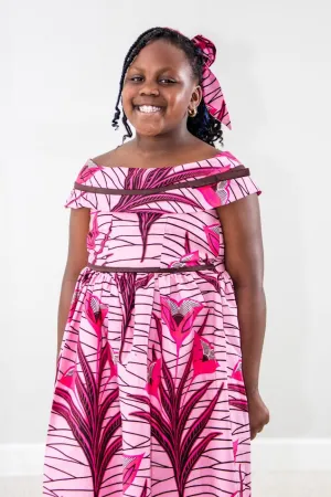 Sophia Girl dress- Pink base flower pattern