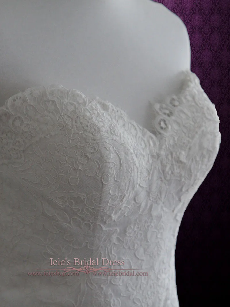 Strapless Lace Mermaid Wedding Dress with Organza Ruffle Skirt | Lindsay
