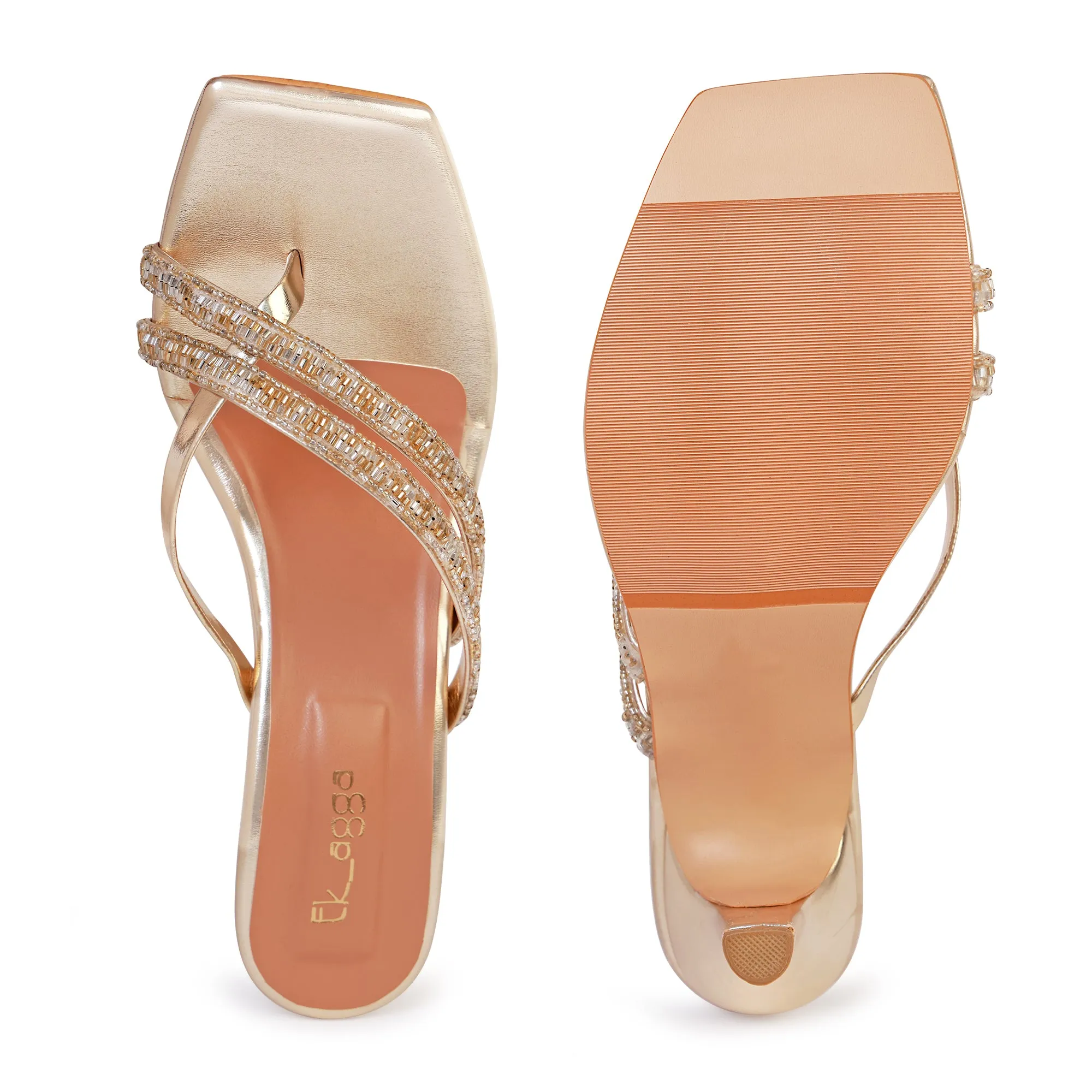 Strappy Crystal Gold heels
