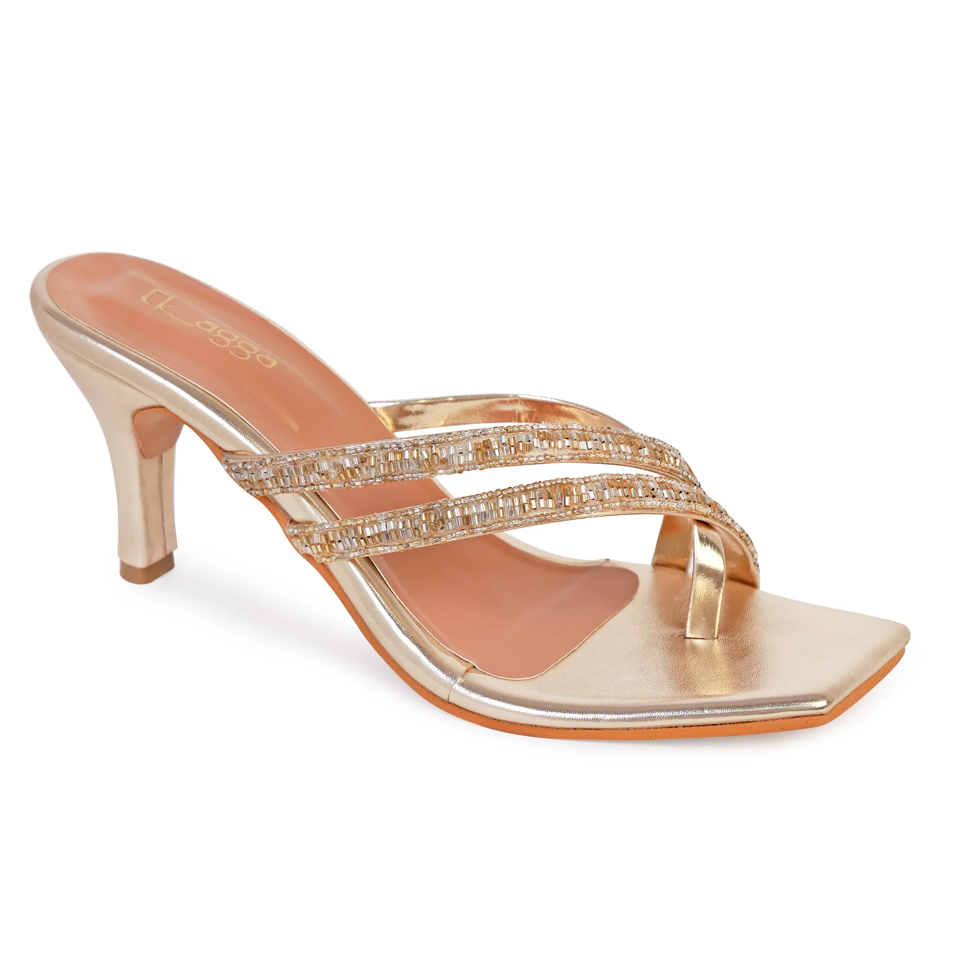 Strappy Crystal Gold heels