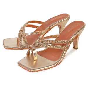 Strappy Crystal Gold heels