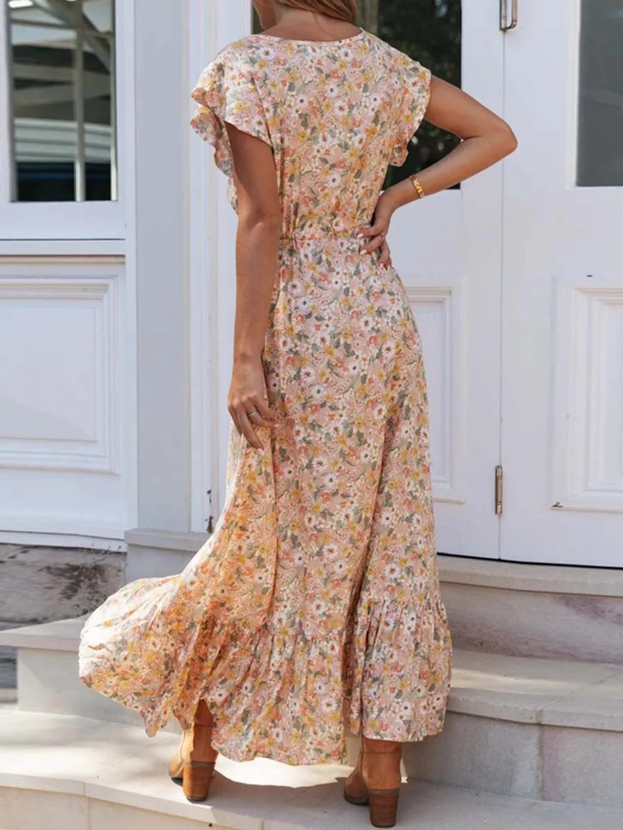 Stunncal V-neck Print Irregular Dress