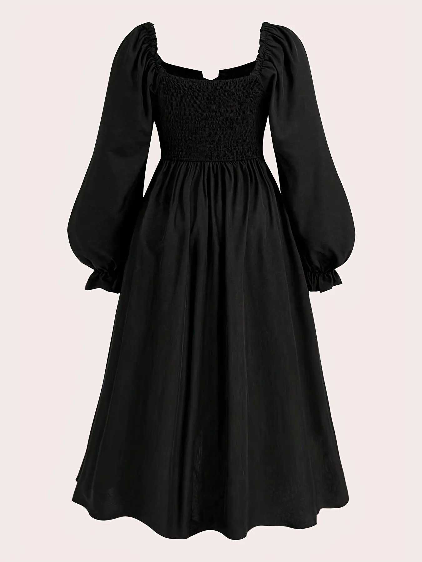 Stunning Relaxed Fit Long Sleeve Dress – Tie Belt & Square Neckline