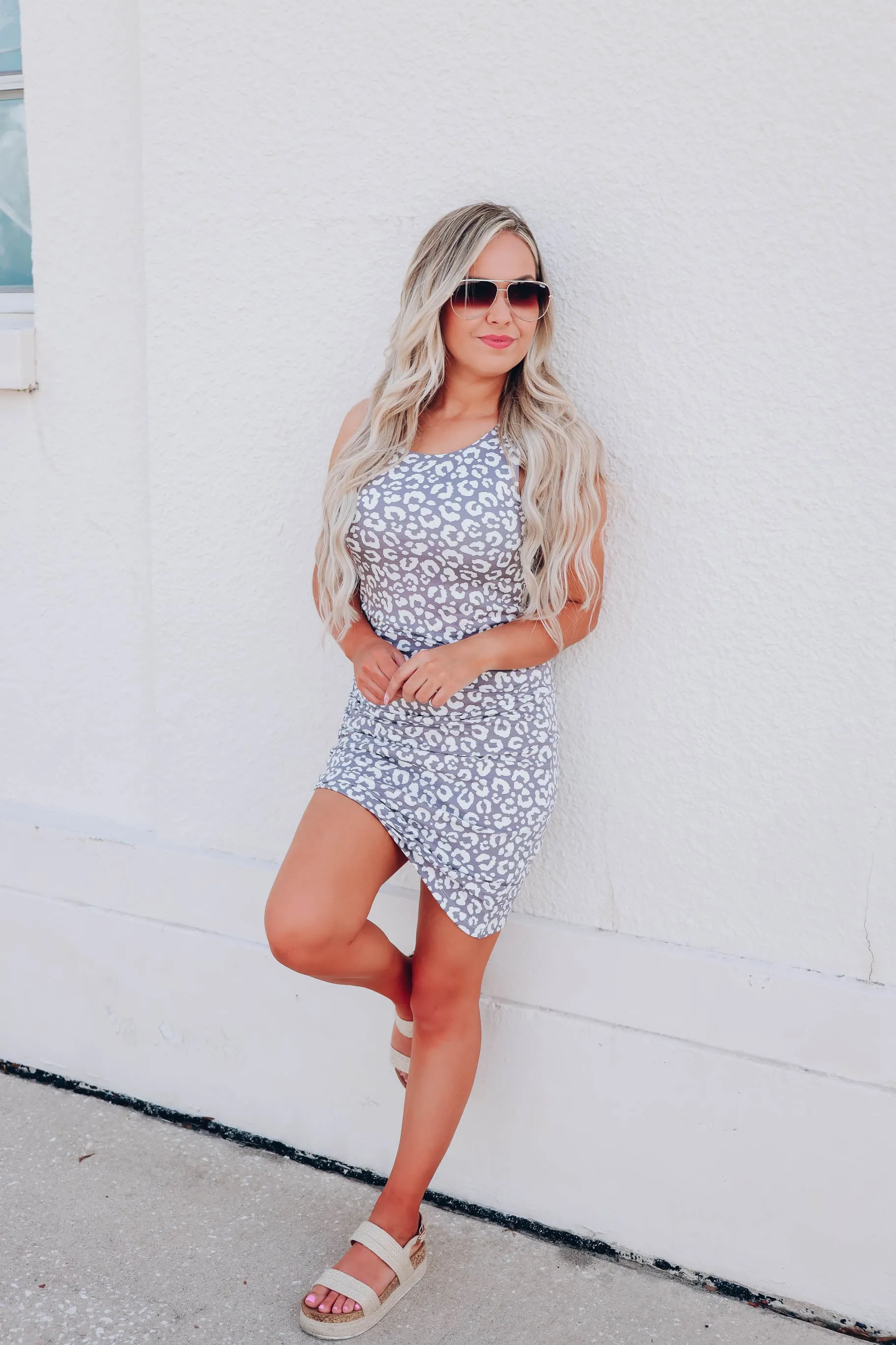 Stylish Instincts Side Ruched Dress - Grey