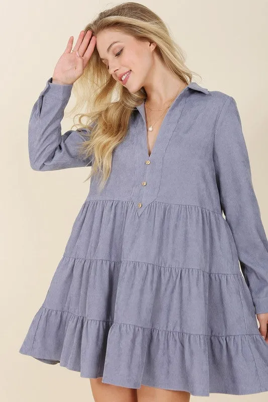 Suede Fit and Flare Dress