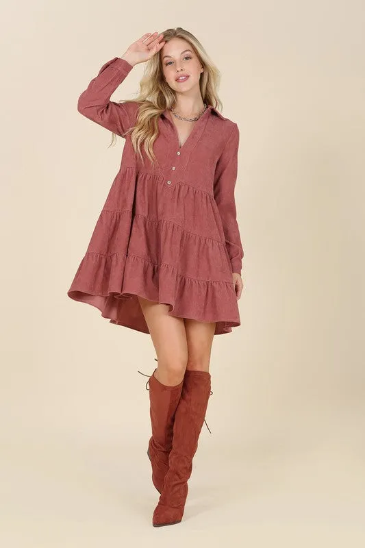 Suede Fit and Flare Dress