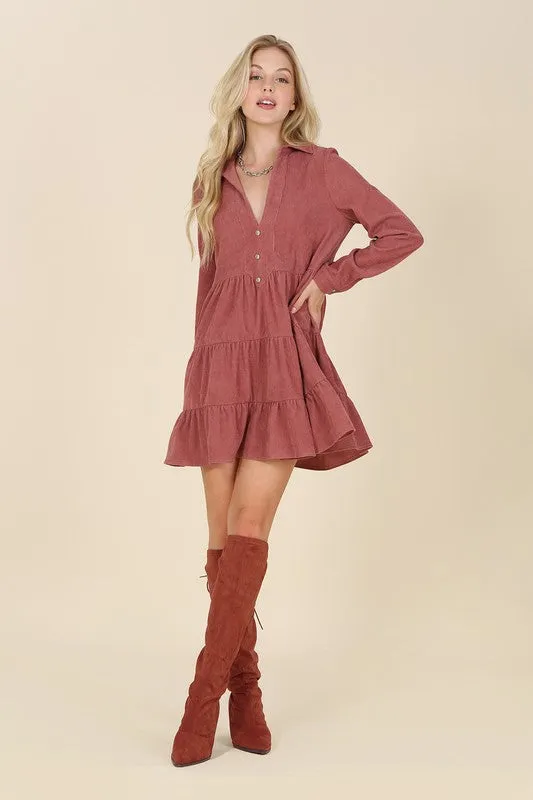Suede Fit and Flare Dress
