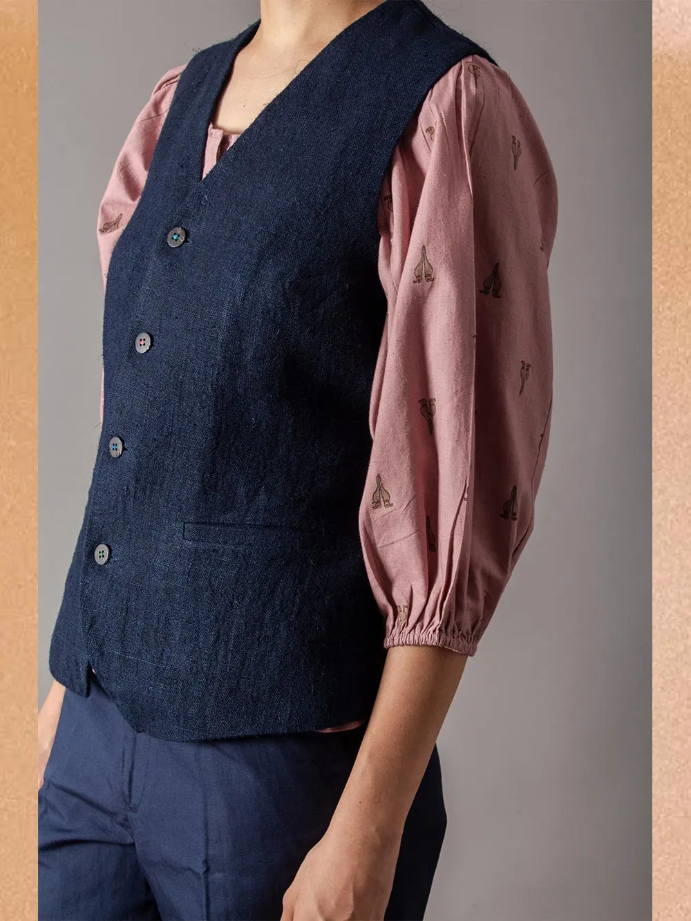 SUKETDHIR   I   SD Waist Coat | Heavy Linen | Navy