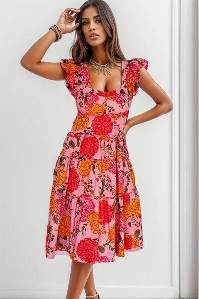 Summer Desire Square Neck Floral Dress