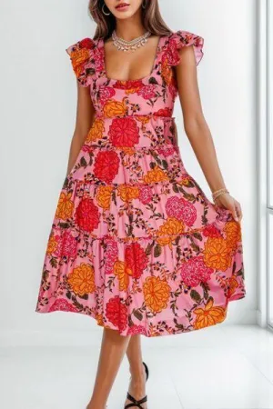 Summer Desire Square Neck Floral Dress