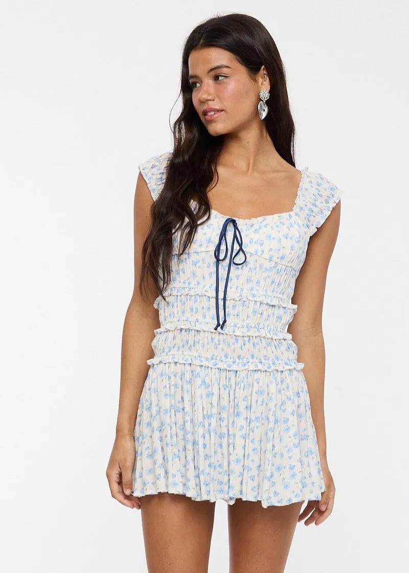 Suzanne Blue Floral Mini Dress