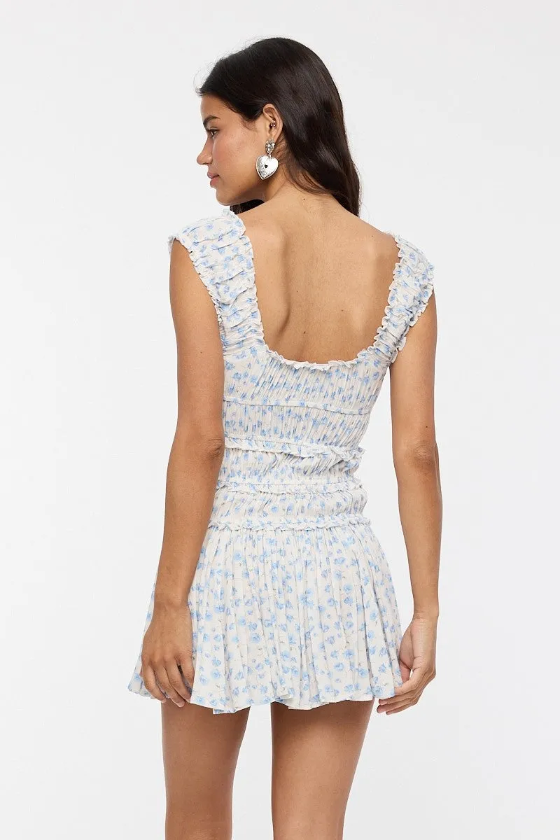 Suzanne Blue Floral Mini Dress