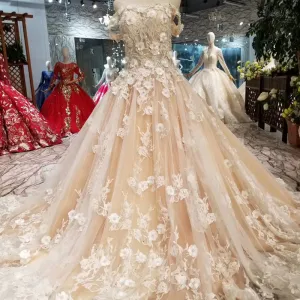 Sweetheart off the shoulder 3d flowers party dresses